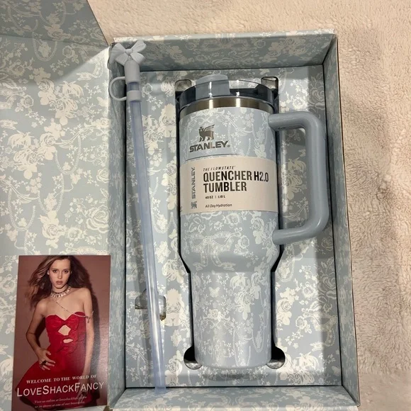 Stanley Love Shack Fancy 40oz Tumbler Toscana Toile Alpine Blue Cup - Picture 2 of 6